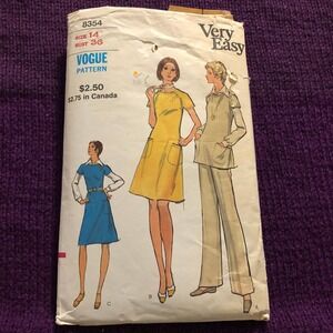 Vogue Pattern 8354 dress A line skirt patch pockets sz 14 bust 36